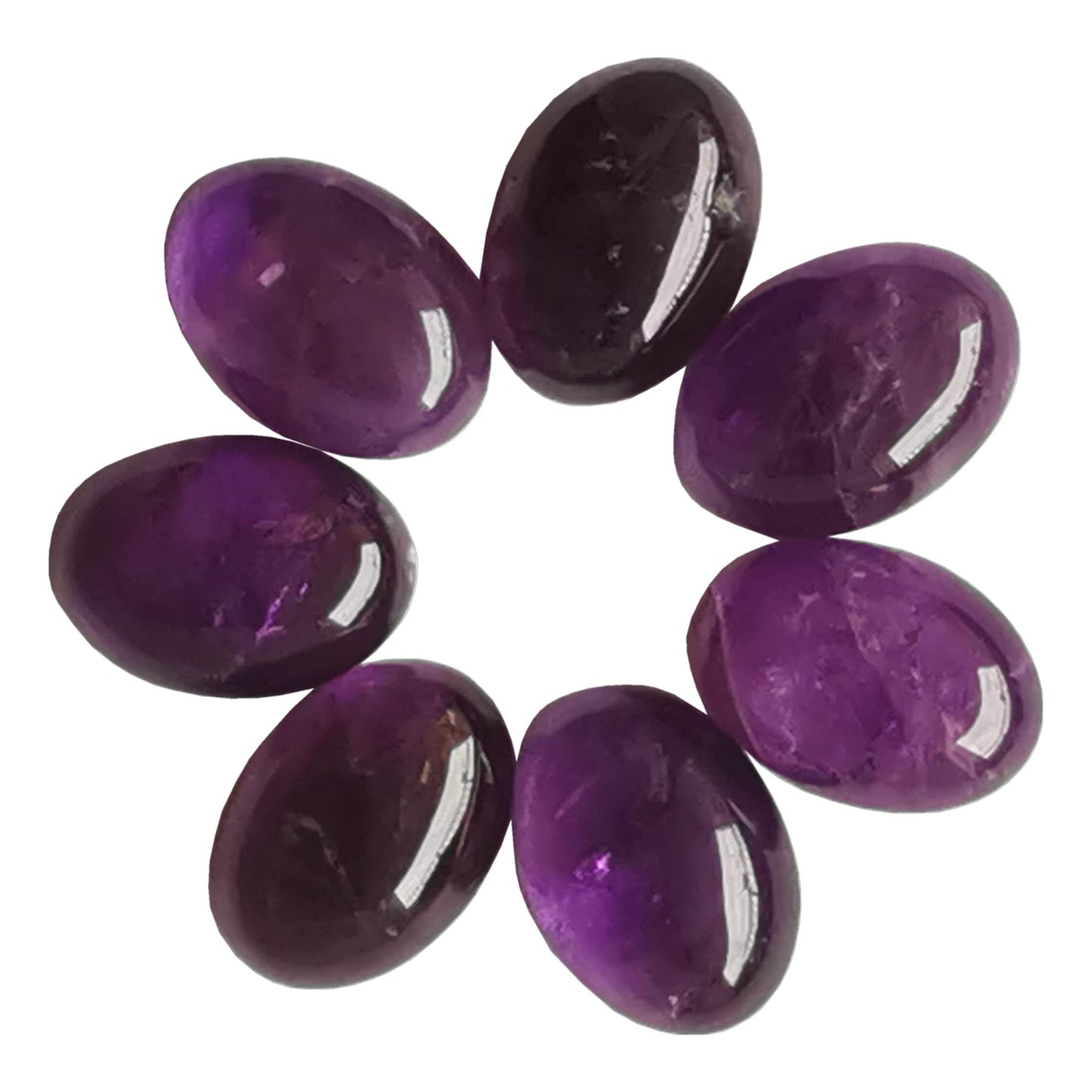 Bacatgem 7 Pcs Amethyst Oval Cabochons Flatback Crystal Stone Gemstones Beads for Jewelry Making DIY,18x13mm