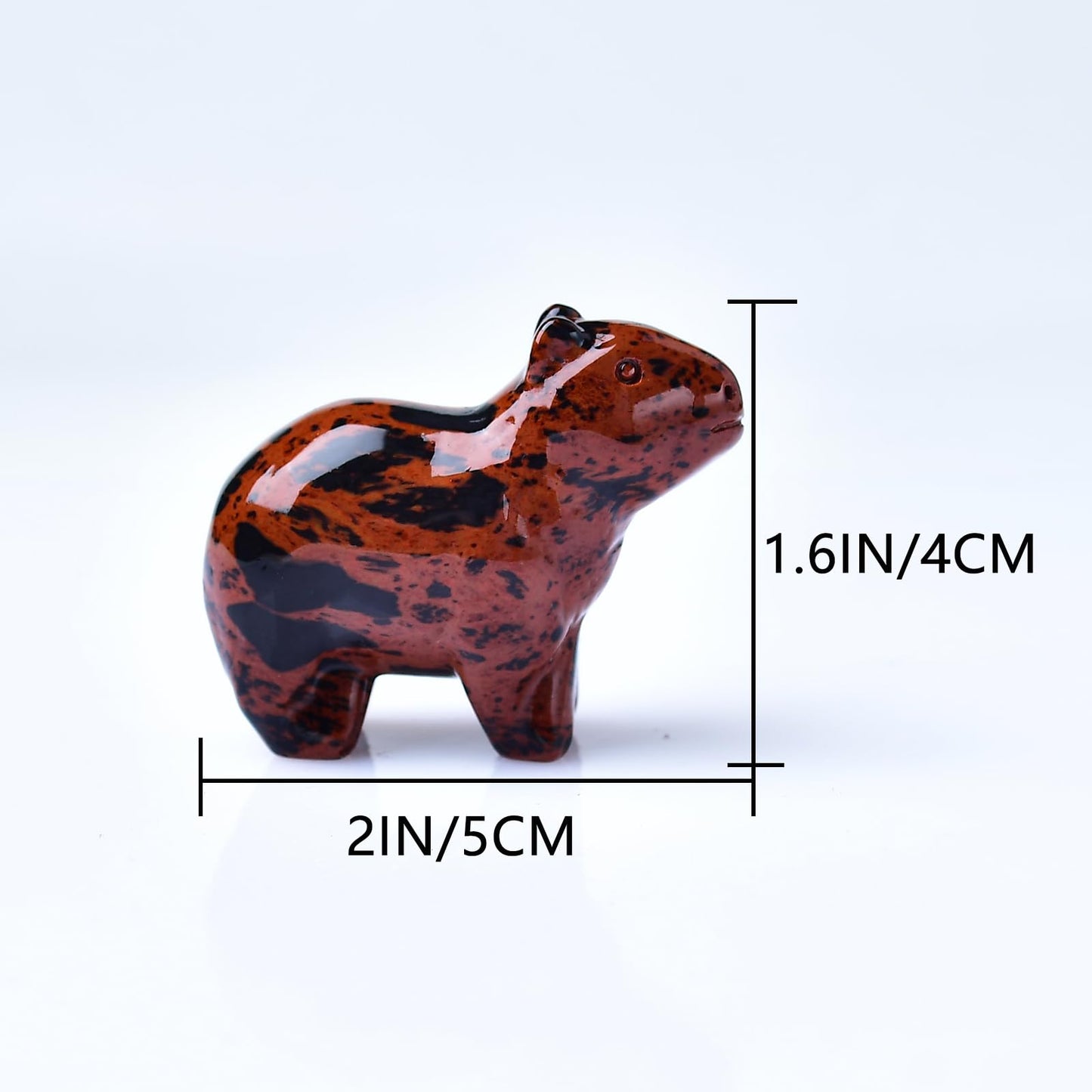 WUYOUSHI Natural Red Obsidian Capybara Statue 2" Healing Crystal Handmade Sculpture Lucky Guardian Pocket Statues Reiki Meditation Relieve Anxiety Office Home Decoration Gift