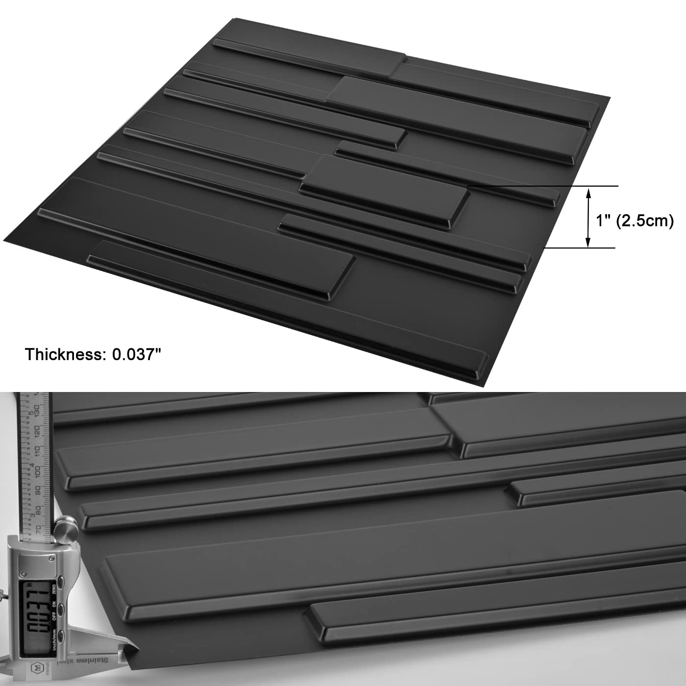 Art3d Decorative 3D Wall Panels 12 Pack 19.7" x 19.7" Creative Wall Panel for Indoor Decoration, Carbon Black