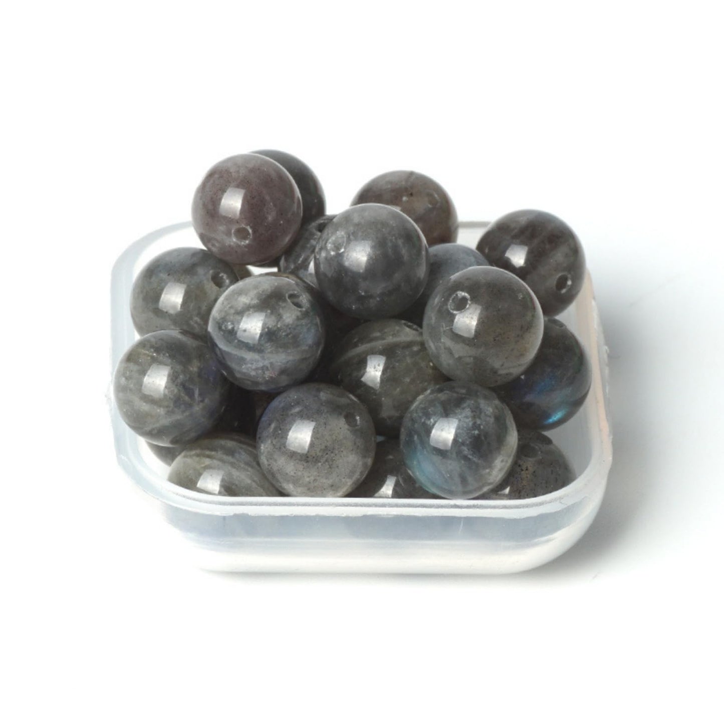 100Pcs Natural Stone 6mm Grey Moonstone Round Loose Gemstone Energy Healing Beads Hole Size 1mm DIY Smooth Beads for Bracelet Necklace Earrings Jewelry Making