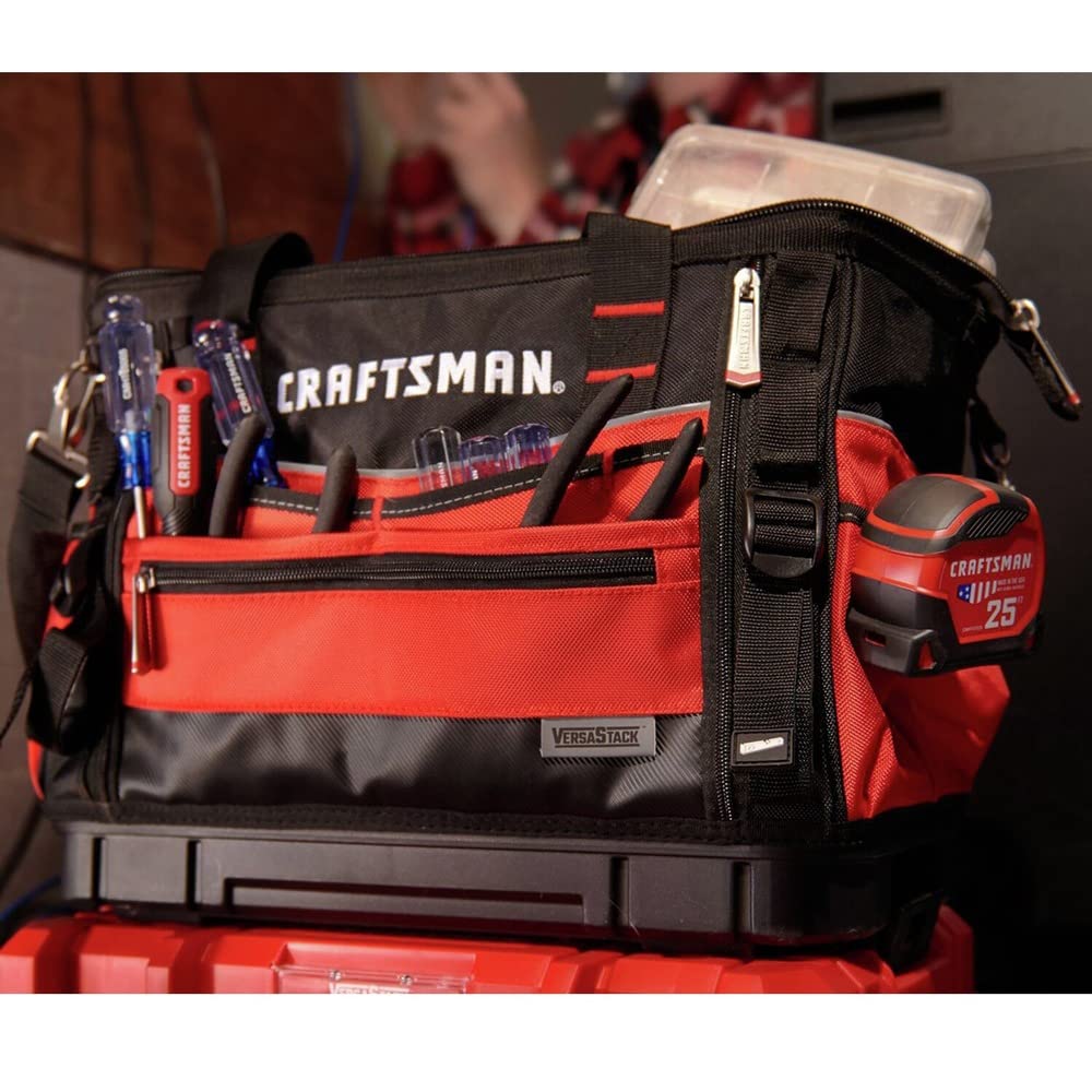 CRAFTSMAN VERSASTACK Zippered Tool Bag, 31 Pocket Organizer, Heavy Duty Tool Tote (CMST17622)