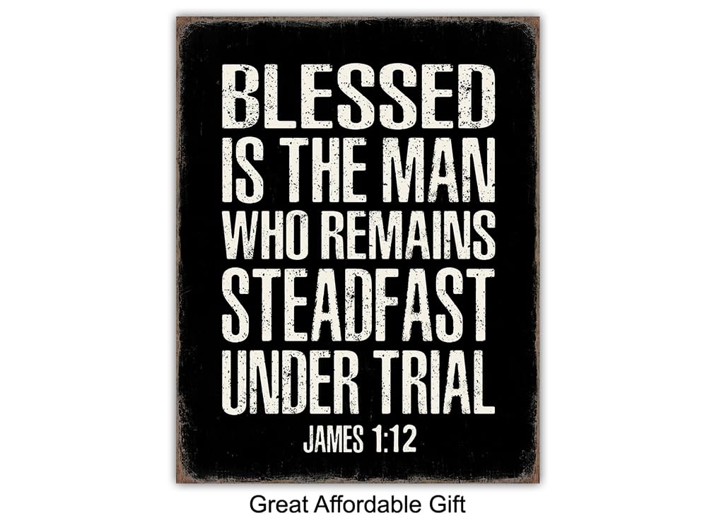 Christian Wall Art - Religious Wall Decor- Christian Gifts for Men - Motivational Quotes Scripture - Man cave Decor - Positive Quotes Wall Art - Inspirational Office Décor Print