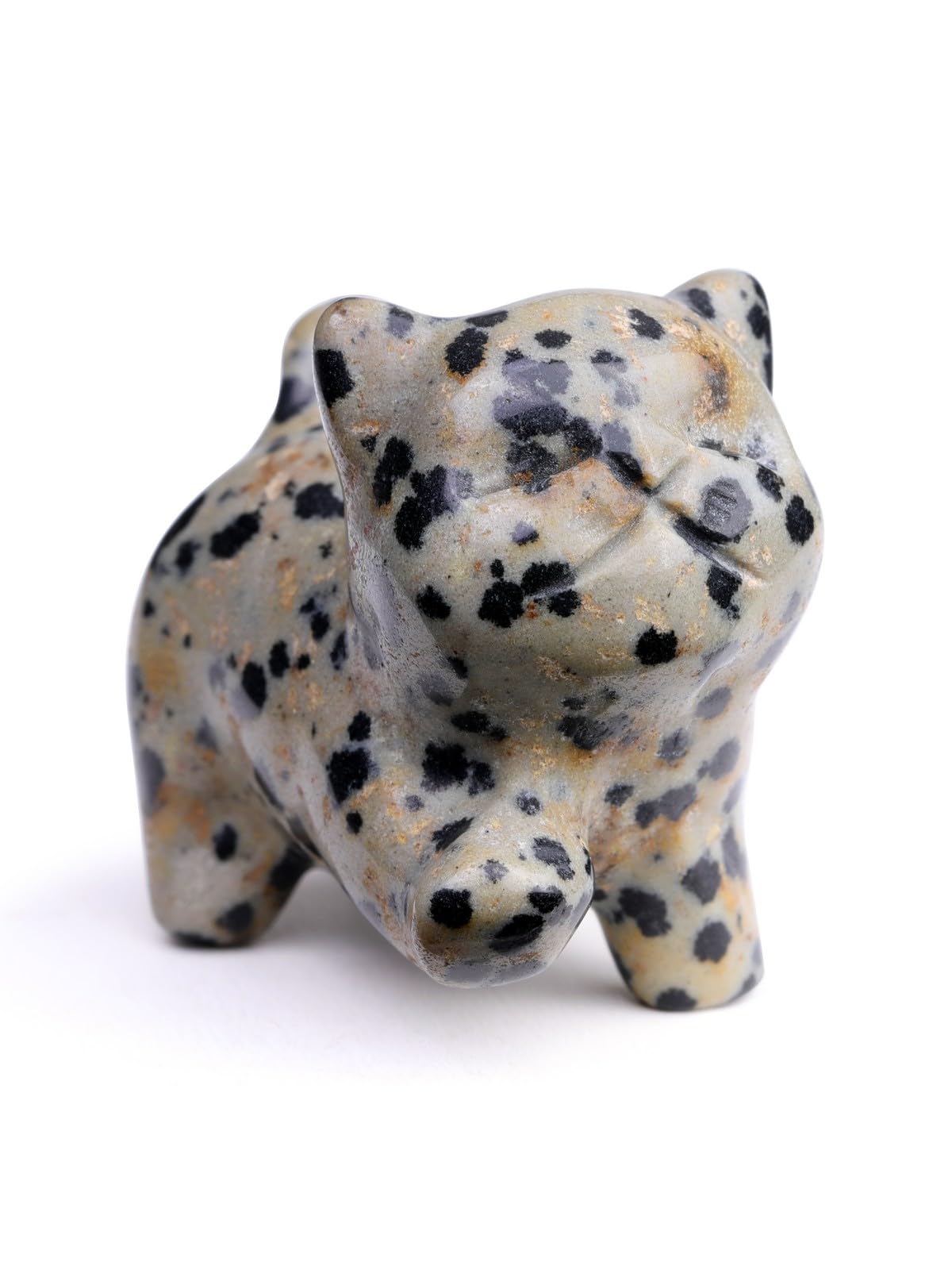 Top Plaza 1 PC Dalmation Spot Jasper Crystal Cute Cat Figurine Gifts Carved Healing Lucky Home Decor Natural Gemstone Cats Collectibles Pocket Sculpture for Cat Lovers