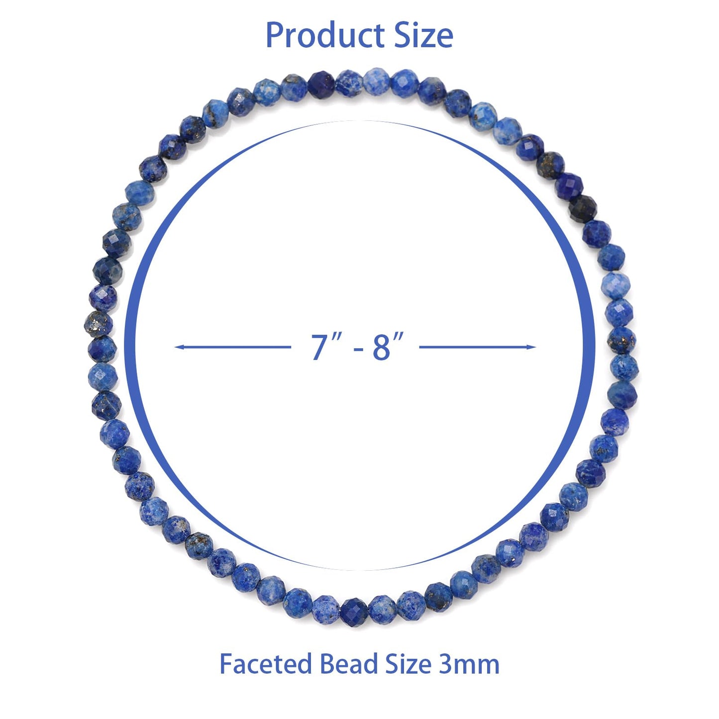 Bolinailo Healing Crystal Bracelet Lapis Lazuli Faceted Beaded Bracelets for Women Men 3mm Natural Stone Adjustable Handmade Stretch Bracelet Reiki Spiritual Jewelry Fashion Gifts