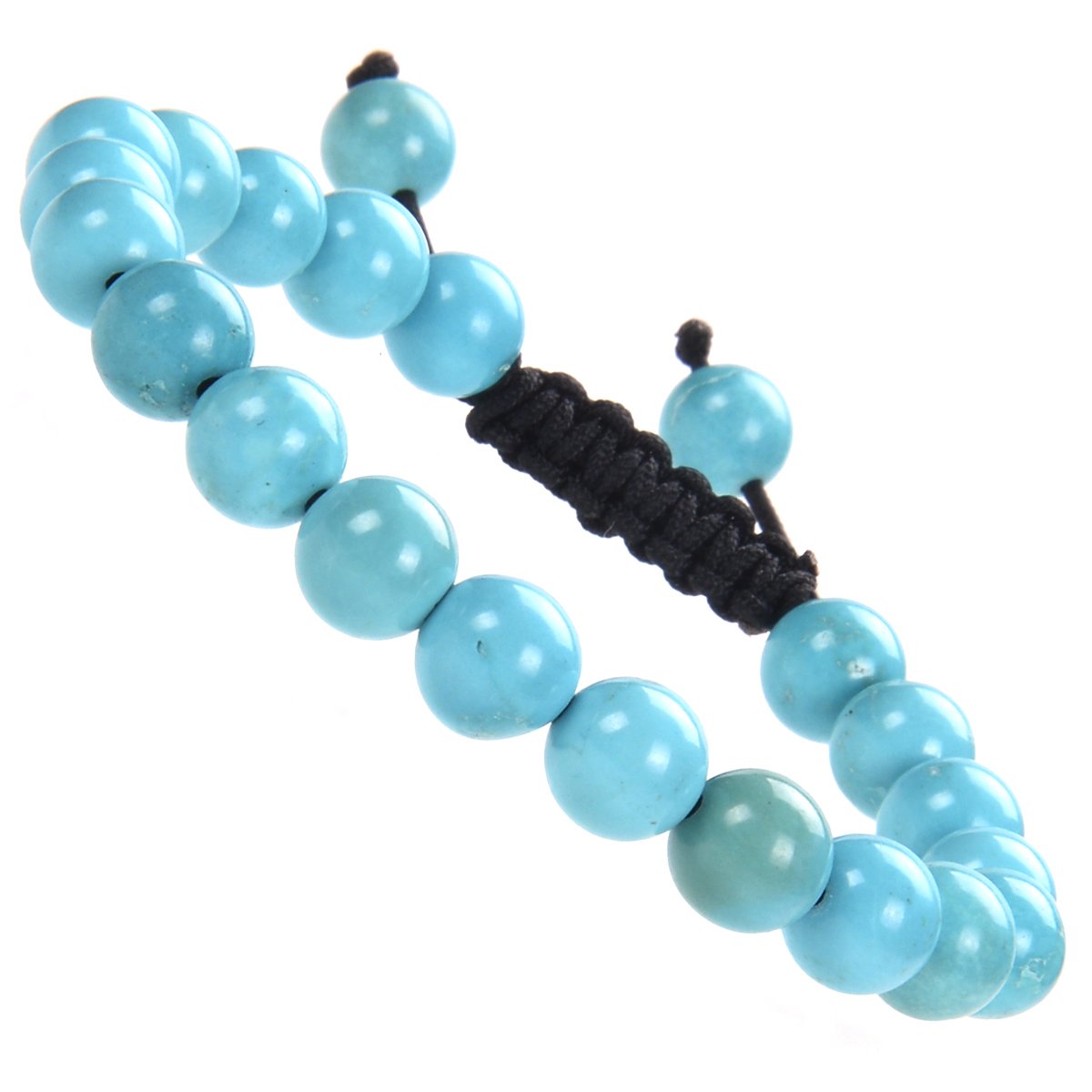 MASSIVE BEADS Natural Healing Power Gemstone Crystal Beads Unisex Adjustable Macrame Bracelets 8mm (Blue Turquoise, 8mm)