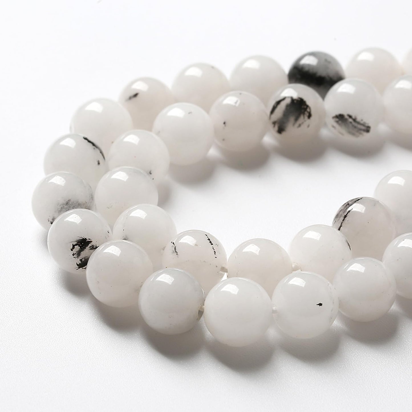36pcs 10mm Natural Black Rutilated Quartz Crystal Jade Stone Beads for Jewelry Making Energy Healing Power Stone Beads DIY Bracelet Necklace Accessories 15" (10mm, Black Rutilated Quartz Jade)