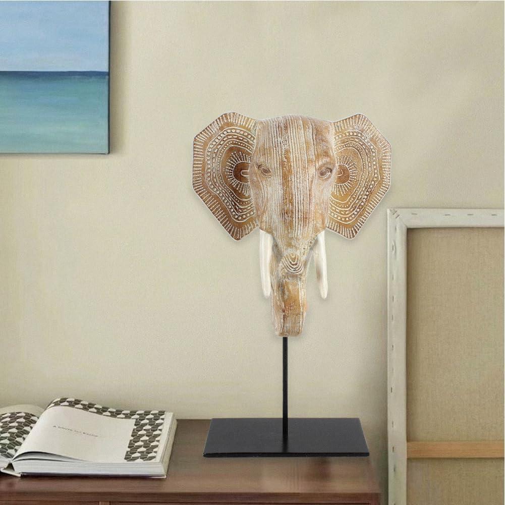 Zhao Xiang Boho Elephant Statue Home Decor, Good Luck Elephant Sculpture Gifts for Women, Resin Animal Figurines for Home, Office, Bookshelf TV Stand, Shelf, Living Room