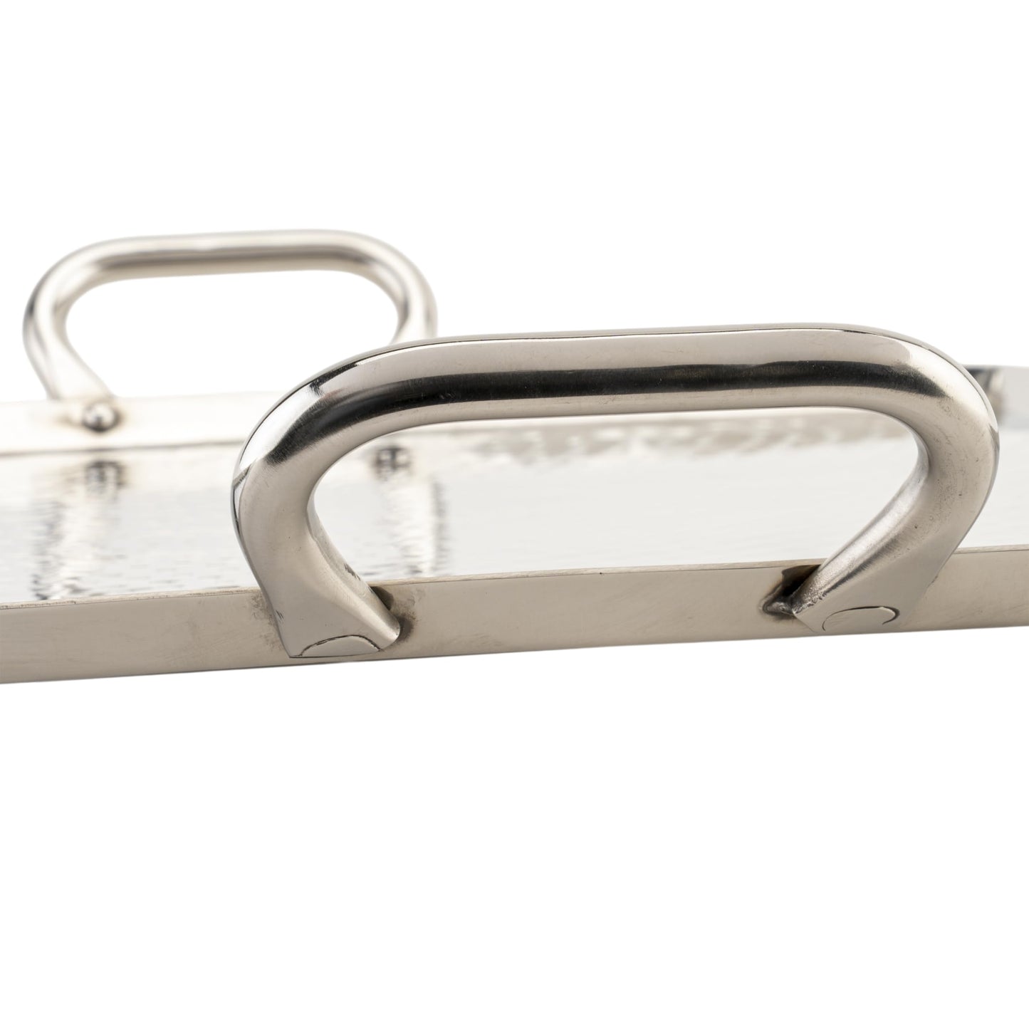 G.E.T. SSTPD-1915-MP Heavy-Duty Metal Serving/Ottoman Tray with Handles, 19" x 15", Mirror Polished Steel