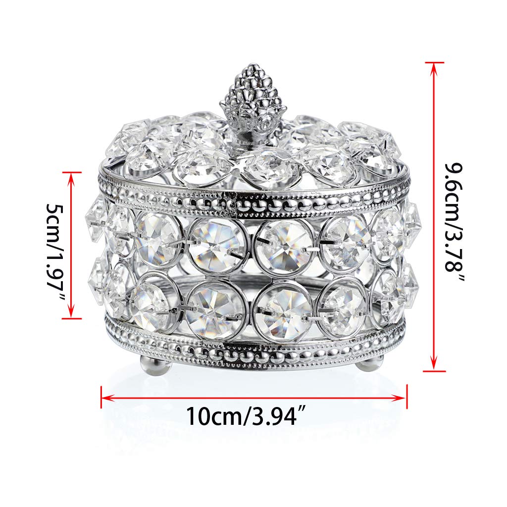 Hipiwe Crystal Mirrored Jewelry Box Jewelry Trinket Organizer Box Home Decor Ring Earrings Necklace Storage Holder Keepsake Box