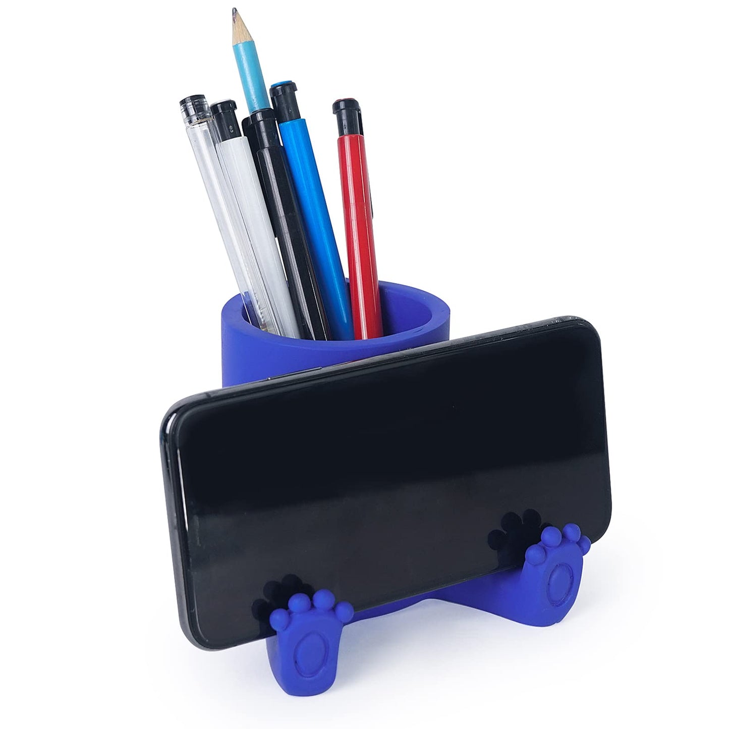 DreamsEden Pen Holder with Phone Stand, Resin Desktop Organizer Cute Pencil Cup Cell Phone Holder for Office Desk Home School