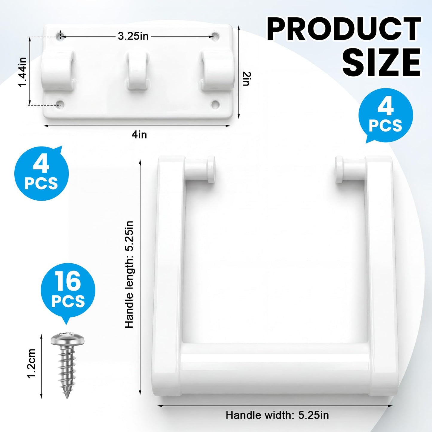 Wonderjune 4 Pcs White Cooler Replacement Handles Parts Compatible with Igloo 21023 for 25-72 and 90-100 qt Coolers Plastic Cooler Accessories Kits (90-100 Qt)