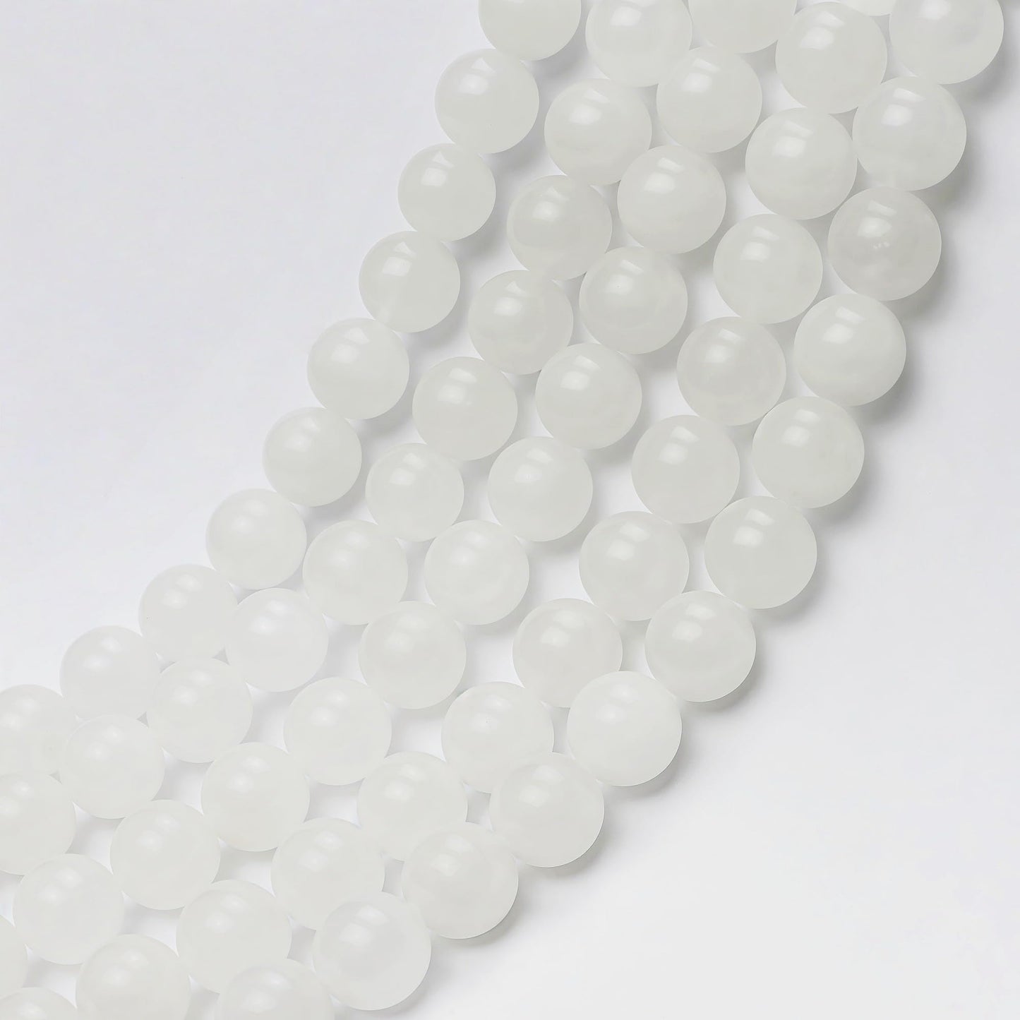 MJDCB Beads for Energy Bracelets Yoga Bracelet DIY Bracelet Natural Stone Beads White Jade 38 Pieces, 10mm