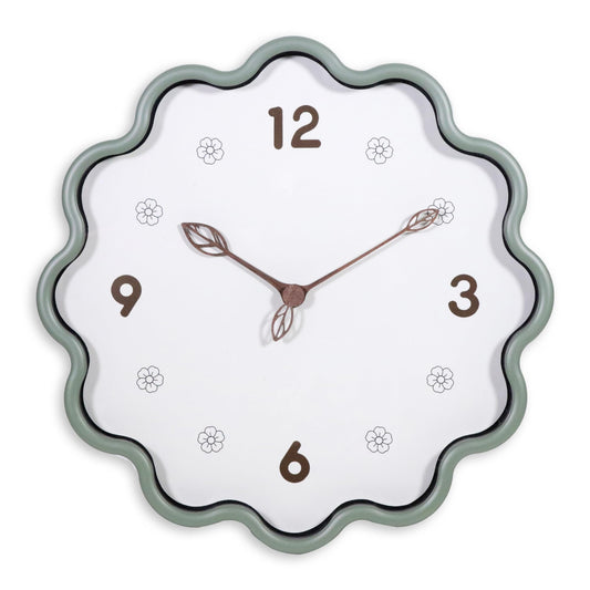 QIYAODECO Wall Clock, Modern Small Wall Clocks Battery Operated 14 Inch, Silent Non-Ticking Analog Classic for Office, Home, Living Room, Bathroom, Kitchen, Bedroom, School(Light Green)