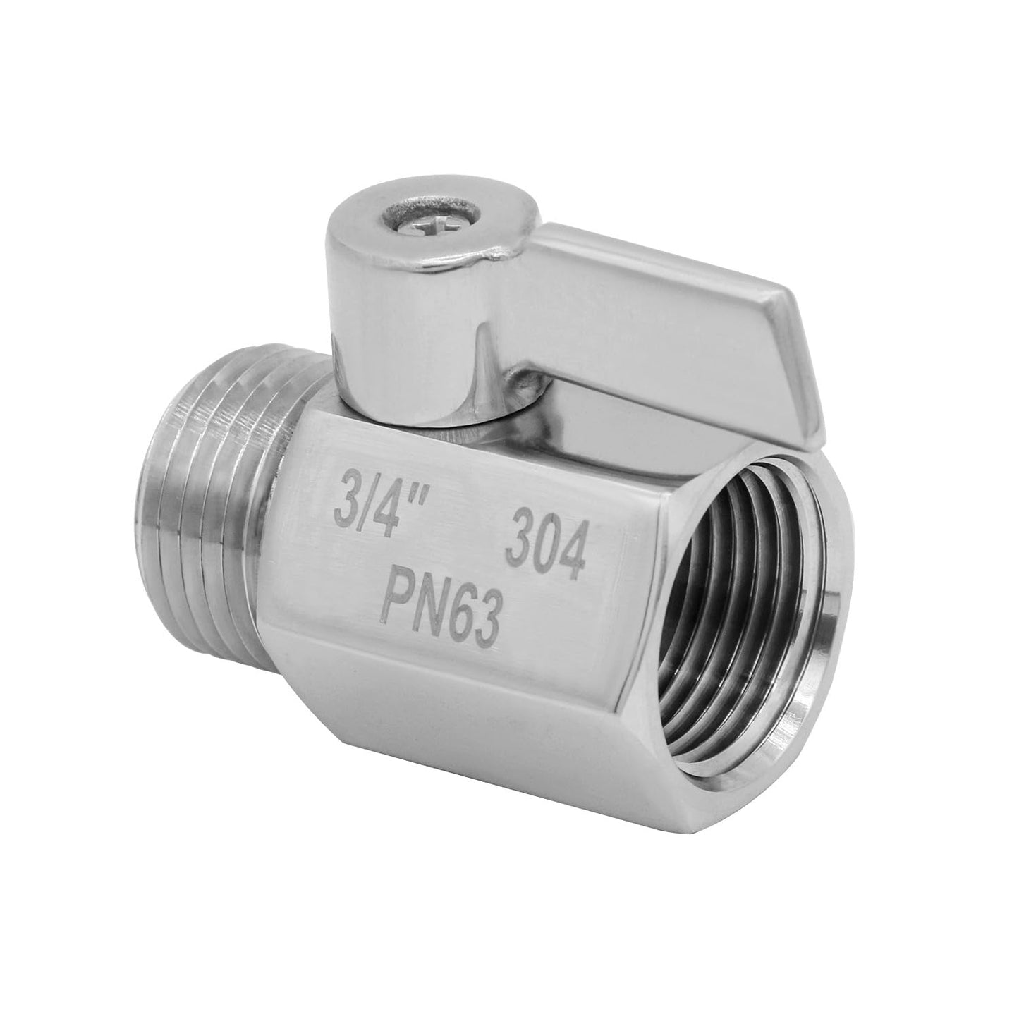 Fitvell Stainless Steel Garden Hose Shut Off Valve 3/4" GHT Male x Female Thread Garden Hose Connector (pack of 2)