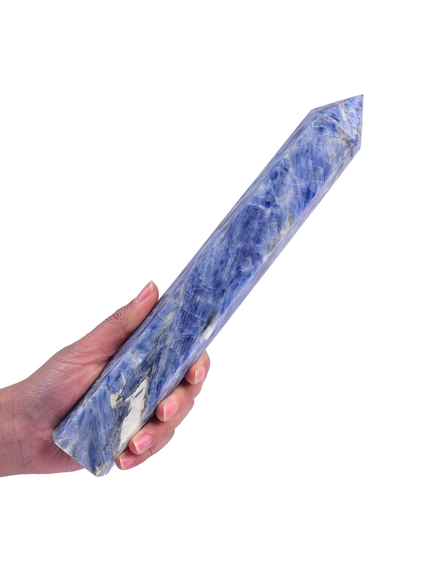 AMOYSTONE 1PC Lareg Crystal Obelisk Kyanite Natural Healing Crystal Tower Wand for Home Decor 1.8-2.2 Lbs