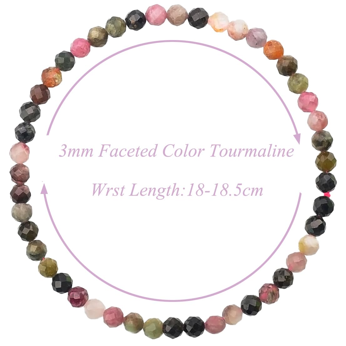 MASSIVE BEADS Natural Genuine Gemstone Beads Healing Crystal Chakra Reiki Jewelry Faceted Round Beads Bracelets (Color Tourmaline A, 3mm)