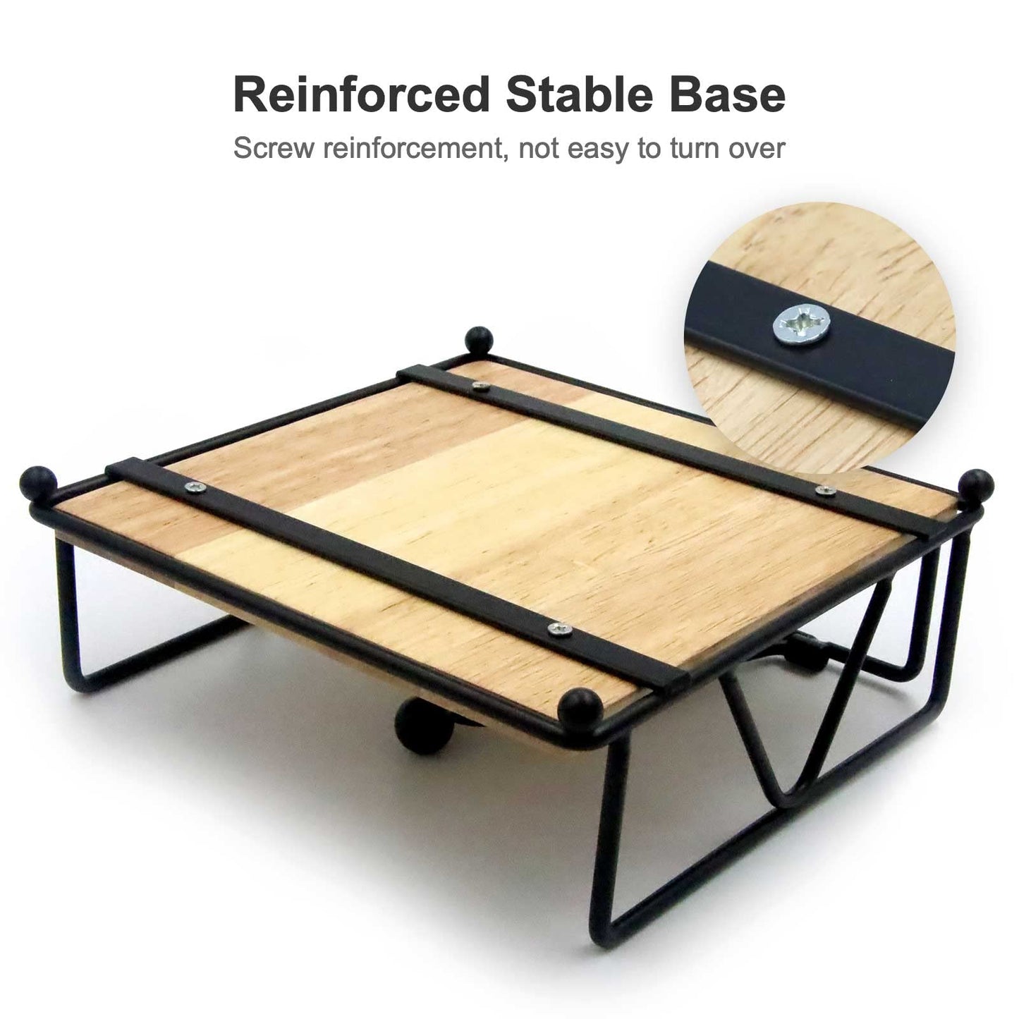 Napkin Holder for Table, Metal and Wood Napkin Holder, Standing Napkin Holders for Paper Napkins, for Kitchen Counter, Dining Table, 7" x 7"(Black)