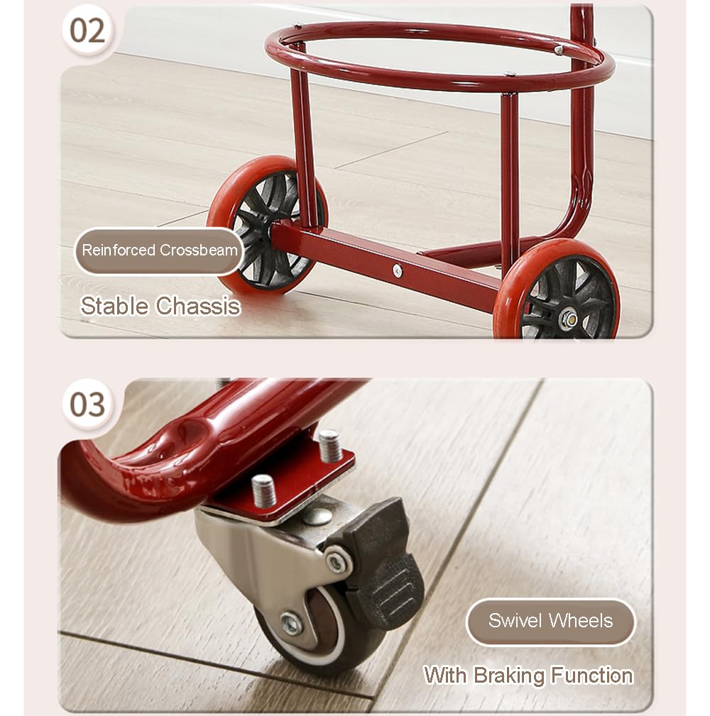 Portable Lightweight Hand Truck, Bucket Cart, Garbage Cart, Gas Bottle Transporter, Wheeled Trolley, Suitable for Moving, Outdoor Use, Home, Travel, and More (Fits for Circumference ＜37'')