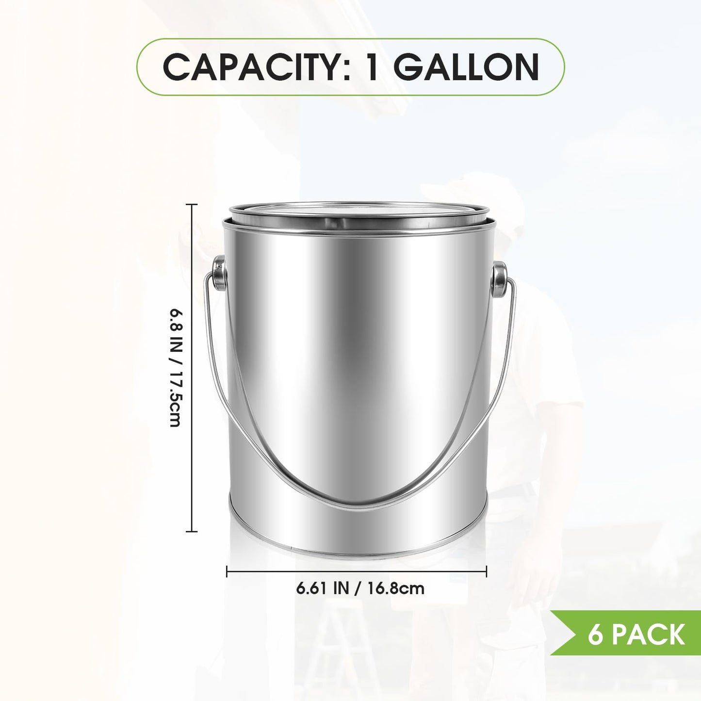 Nyuemystery 6 Pack 1 Gallon Empty Paint Cans with Lids, Unlined Metal Paint Buckets with Handle for Oil Based Paint, Solvents, Craft DIY Art Supply Storage (Silver)