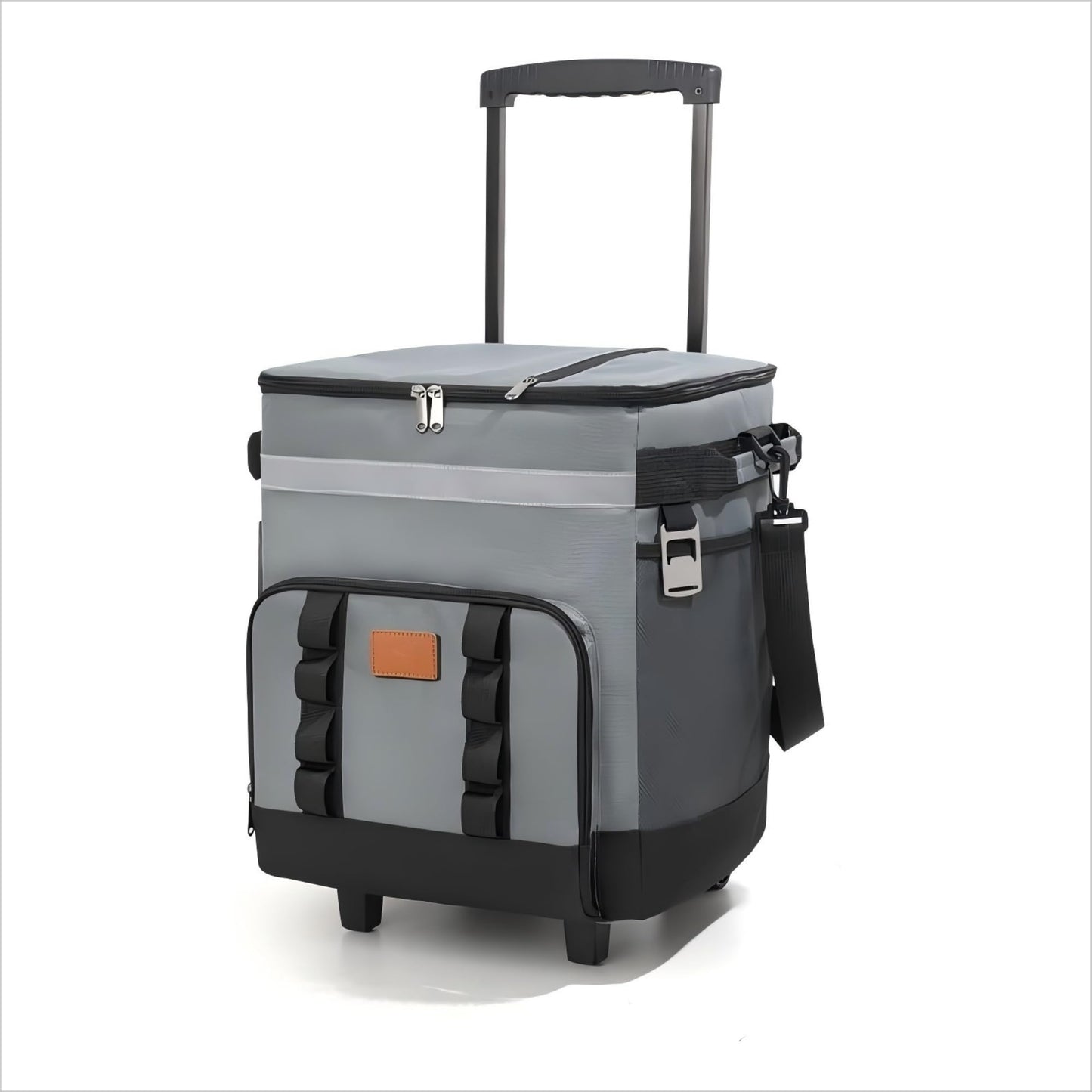 Spherate Insulated Rolling Cooler with Wheels - Soft Leak Proof Ice Chest for Camping, Beach, Travel and Lunch - Portable Wheeled Cooler (Gray)