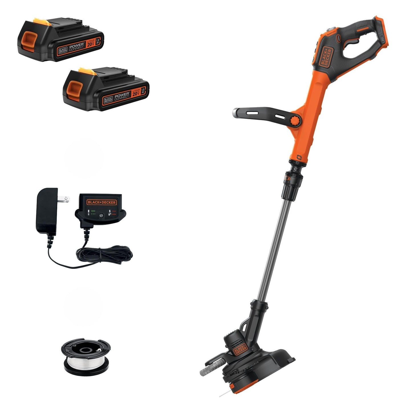 BLACK+DECKER 20V MAX Cordless String Trimmer and Edger, 12 Inch Weed Eater, 2-Speed Control Weed Wacker, 2 Batteries, Charger and Spool Included (LSTE525)