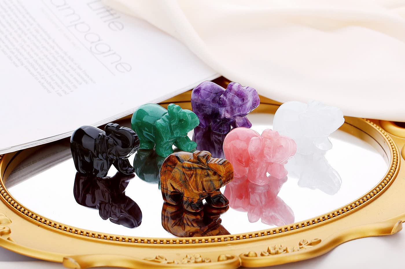 QINJIEJIE Green Aventurine Elephant Crystals Elephant Decor Pocket Polished Crystal Statue Guardian Figurine Office Hippie Room Cute Green Desk Decor Spiritual Gift Love Christmas Stocking Stuffers