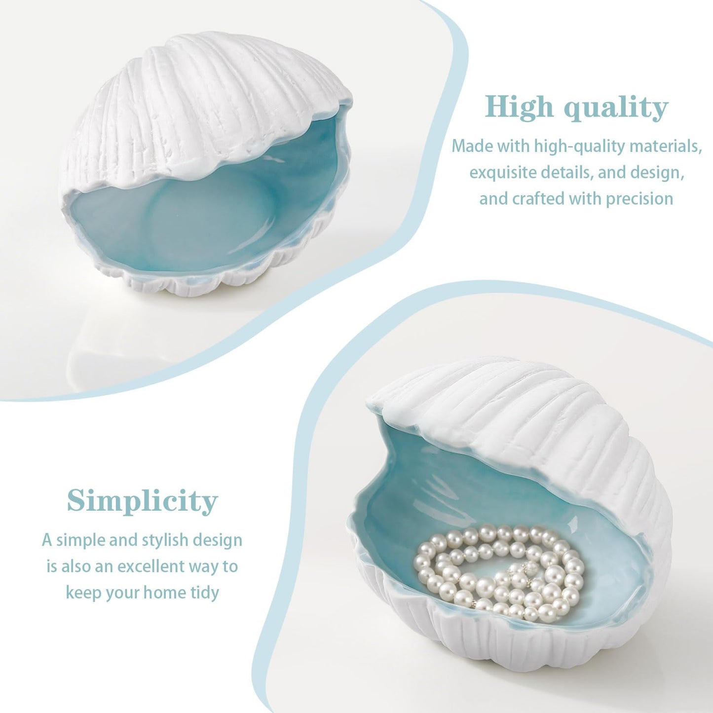 Yitexin Conch Trinket Dish, Ring Coastal Jewelry Tray Organizer Holder, Ocean Seashell Bowl Plate Cute Beach Decor for Bedroom Bathroom Home Earrings Necklaces Bracelet A (A)