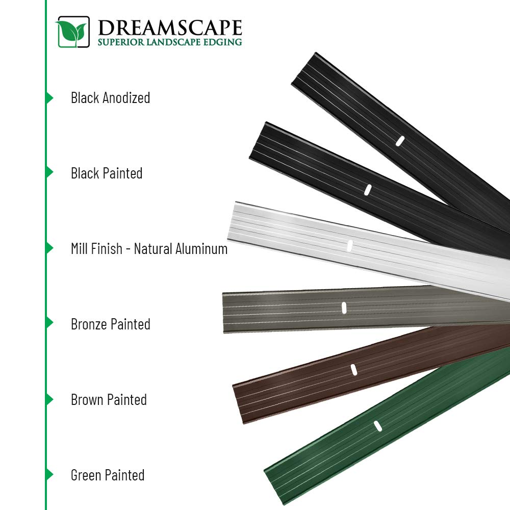 Dreamscape E-Z Edge Aluminum Landscape Edging - 4 Strips, 6ft Each (24ft Total), Black Painted - Professional Quality Landscaping Border, Metal Divider for Lawn, Garden, Flowerbed