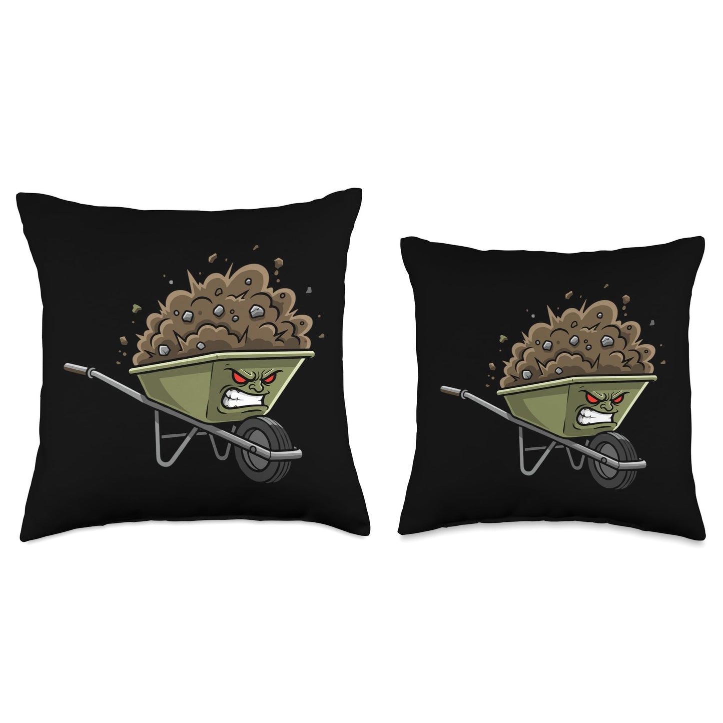 Funny Angry Wheelbarrow Dirt Landscaping Throw Pillow