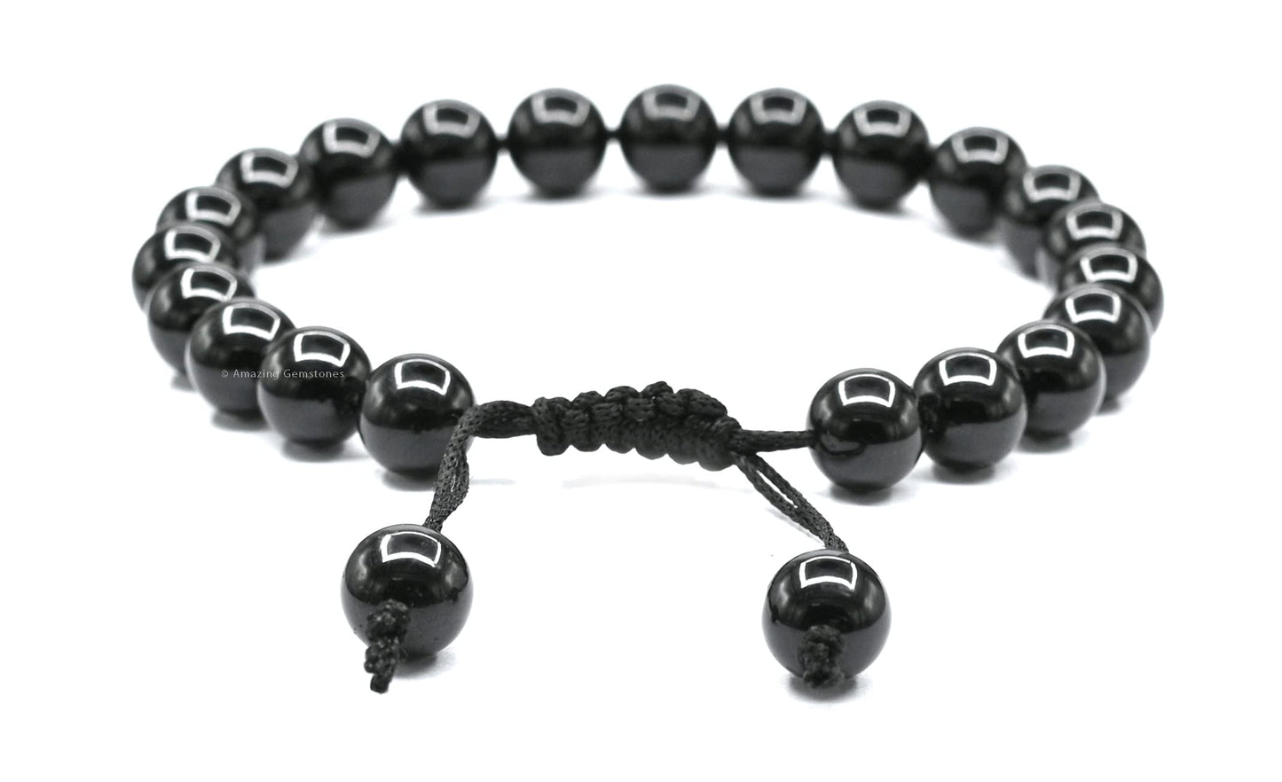 Amazing Gemstone Black Obsidian Bracelet for Women Men's Gifts - Protection Healing Crystal Bracelet - 8mm Gemstone Beaded Adjustable Bracelet Pulseras Para Hombres Mujer Stocking Stuffers