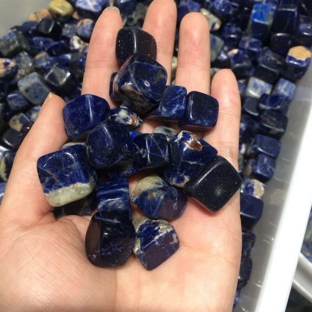 WGPHDW Meditation Home Decor, Natural Oval Cabochon Blue-Veins Stone Blue-Veins Gem Stone for Jewelry Gifts,Natural Crystal (Size : 200g)