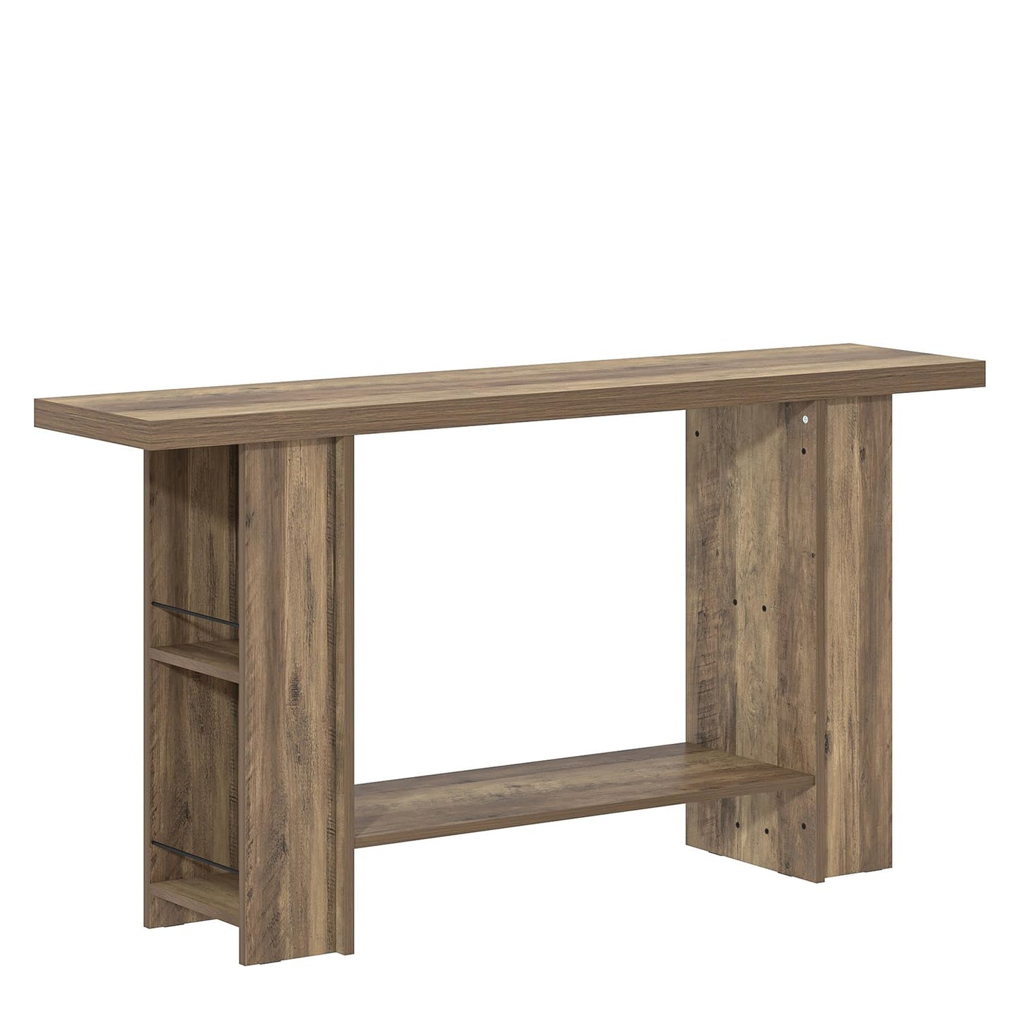 FOLUBAN 53 Inch Long Entryway Table, 2-Tier Wood Console Table with Storage Side Shelves, Farmhouse Sofa Table for Living Room, Narrow Hallway Foyer Table Behind Couch for Home Decor, Rustic Oak