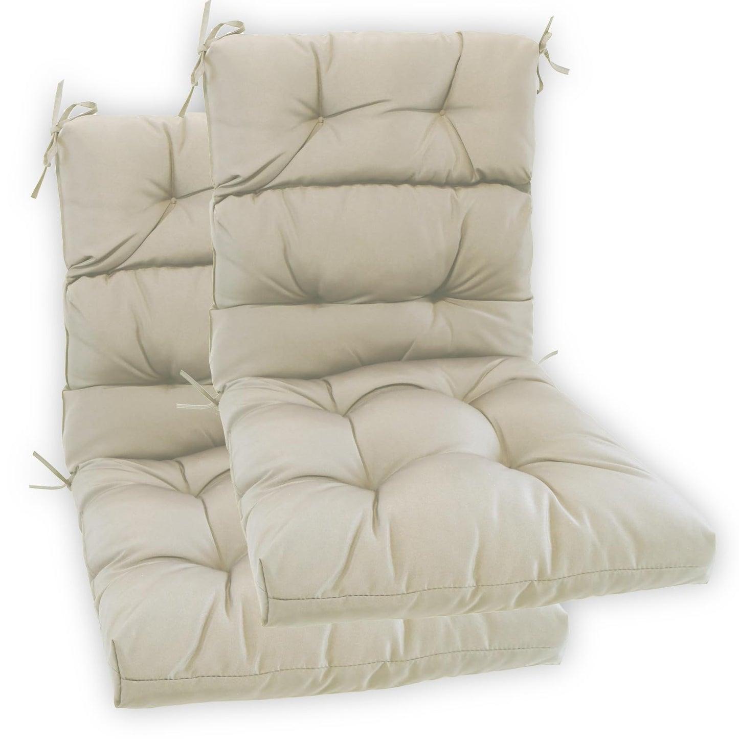 GarPad Outdoor Indoor High Back Patio Chair Cushions 22 * 22 in Tufted Outdoor with Ties, Seat Back Chair Cushion for Adirondack Rocking Patio Furniture-Creaw Set of 2