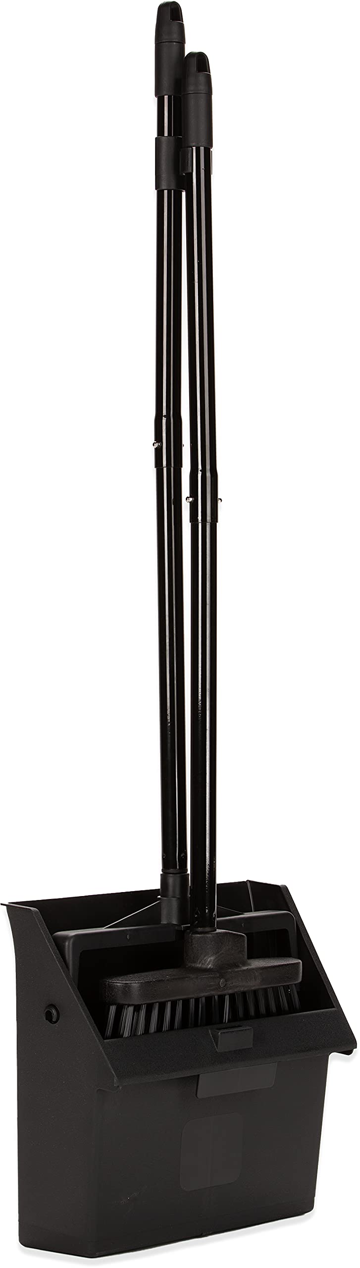 Carlisle FoodService Products Duo-Pan Upright Dust Pan and Broom Set, Essential Cleaning Tools for Home and Commercial Use, 36" Handle, 1 Count, Black