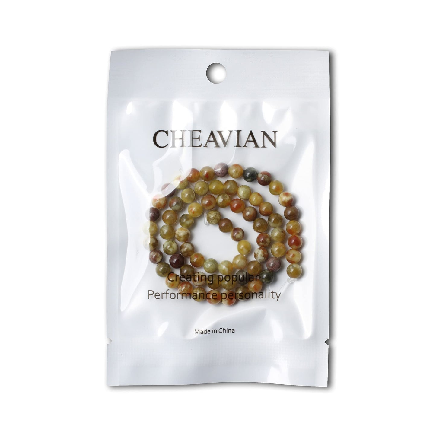 CHEAVIAN 60PCS 6mm Natural Yellowish Green Serpentine Jade Round Loose Stone Beads for Jewelry Making 1 Strand 15"