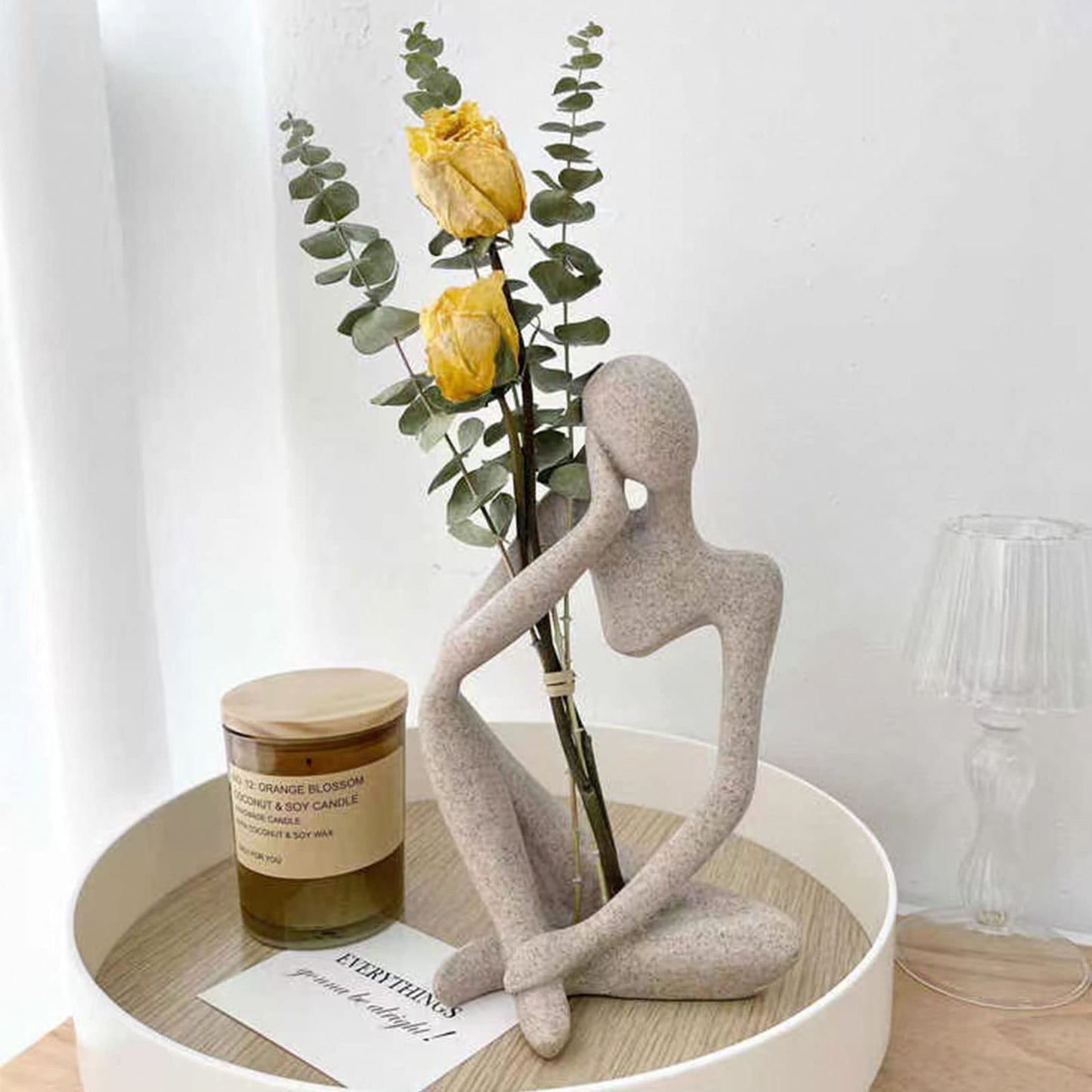 Thinker Statues And Sculptures, Sandstone Resin Thinker Statue Ornaments, Abstract Style Sculptures, Housewarming Gifts, Housewarming Decorations, Living Room Dining Desk Decorations (Right, Small)