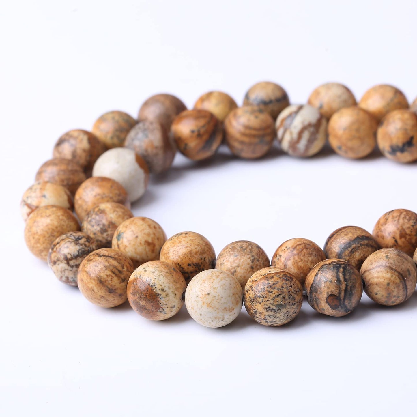 48PCS 8MM Pictures Jaspers Stone Beads Energy Healing Beads for DIY Jewelry Bracelet Necklace Making for Jewelry Making 15" (Pictures Jaspers, 8MM)