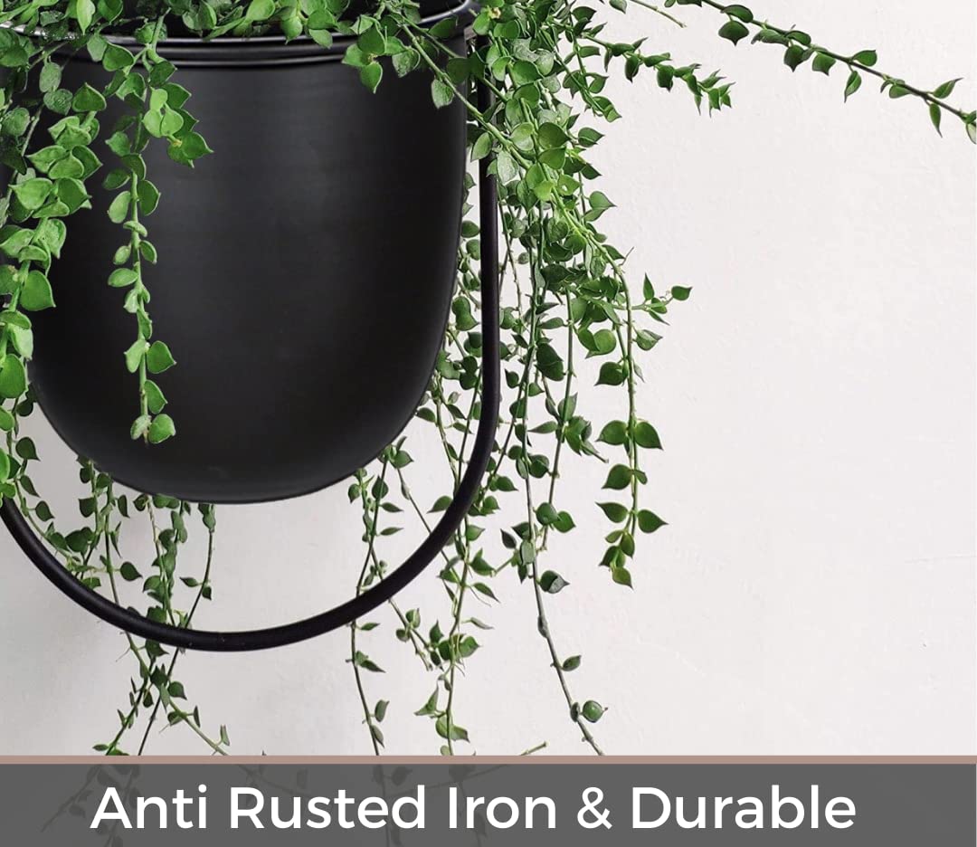 Eco Joy Shineloha 2 Pack Hanging Planters for Indoor Plants with 5.5" Pot + Ceiling Hook | Black Hanging Planter, Metal Plant Hanger, NO Plant incld