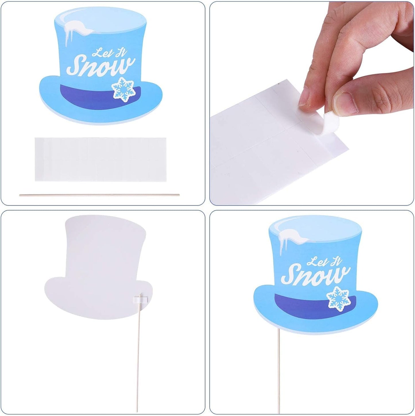 27 Pieces Snowflake Photo Booth Props Kit, Holiday and Winter Wonderland Party Decorations for Winter/Wedding/Christmas/Holiday Party Supplies