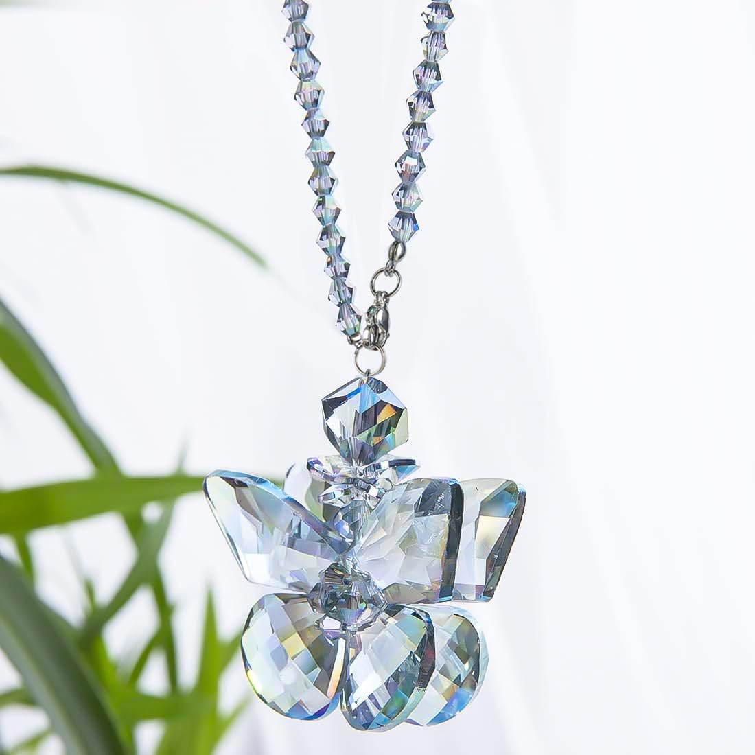 H&D HYALINE & DORA Crystal Glass Butterfly Car Key Charm Mirror Hanging Ornaments Gift (Butterfly-1)
