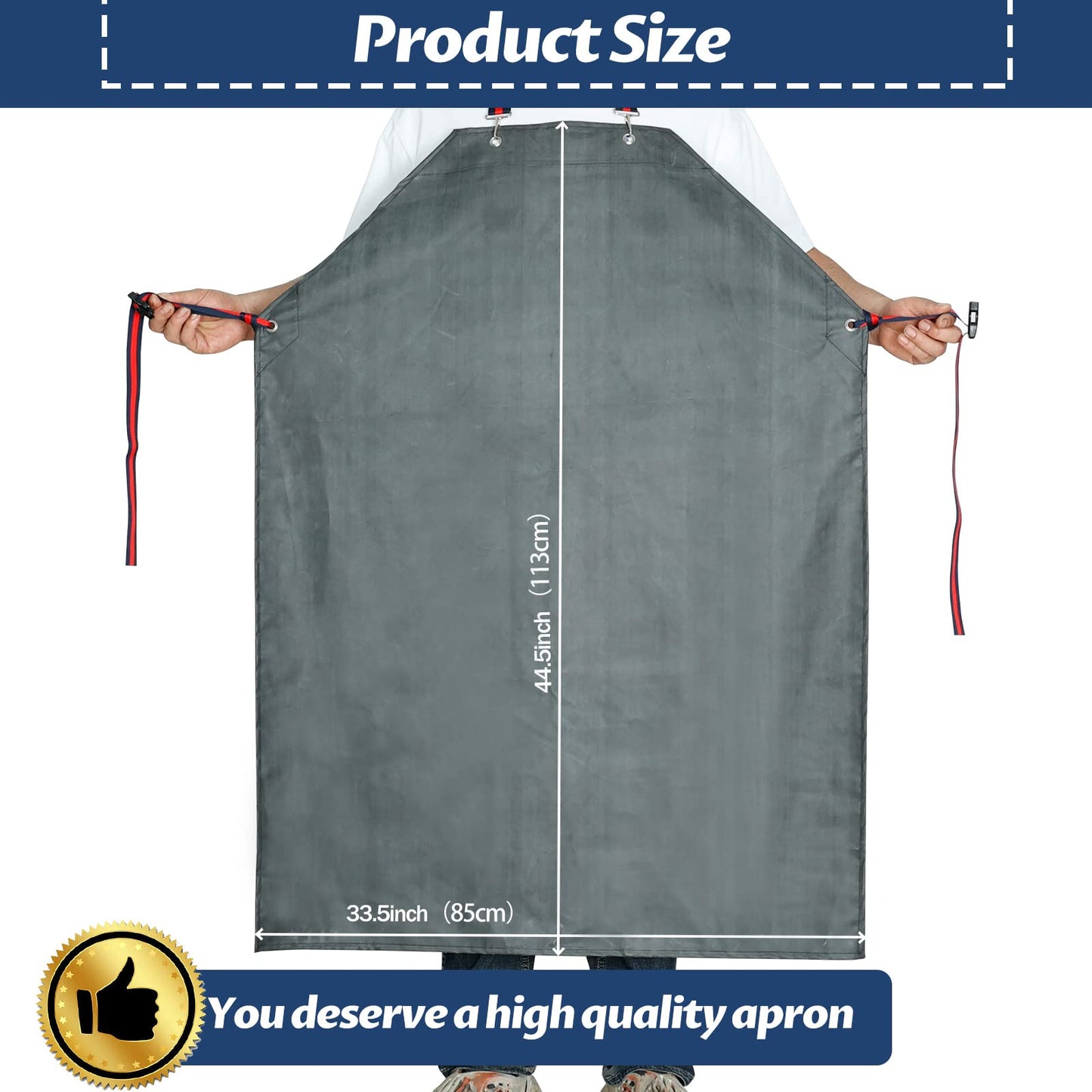 ETBOL Thick Rubber Apron,Professional Waterproof Chemical Oil Resistant Aprons for Dishwashing,Dog Grooming,Butcher(1 pack)