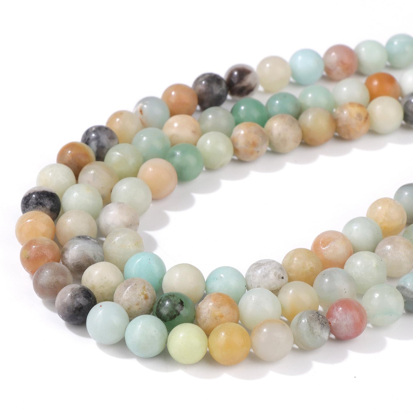 Risyfjew 100PCS 8mm Natural Amazonite Beads Gemstone Round Loose Beads for Jewelry Making Chakra Crystal Stone Beads for Bracelets Necklace Earrings Making Supplies (100pcs/Strand)