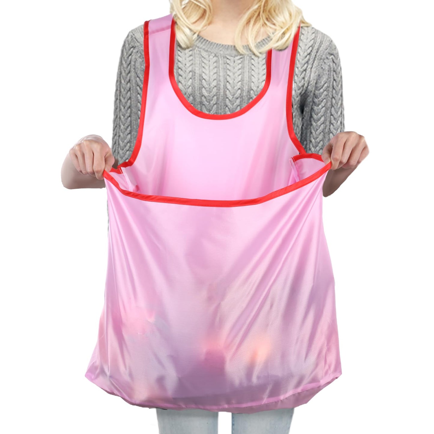 LLOUSSAK Waterproof Pink Laundry Apron, Sleeveless Portable Drying Apron with Large Pocket for Women, Ideal for Cooking and Gardening