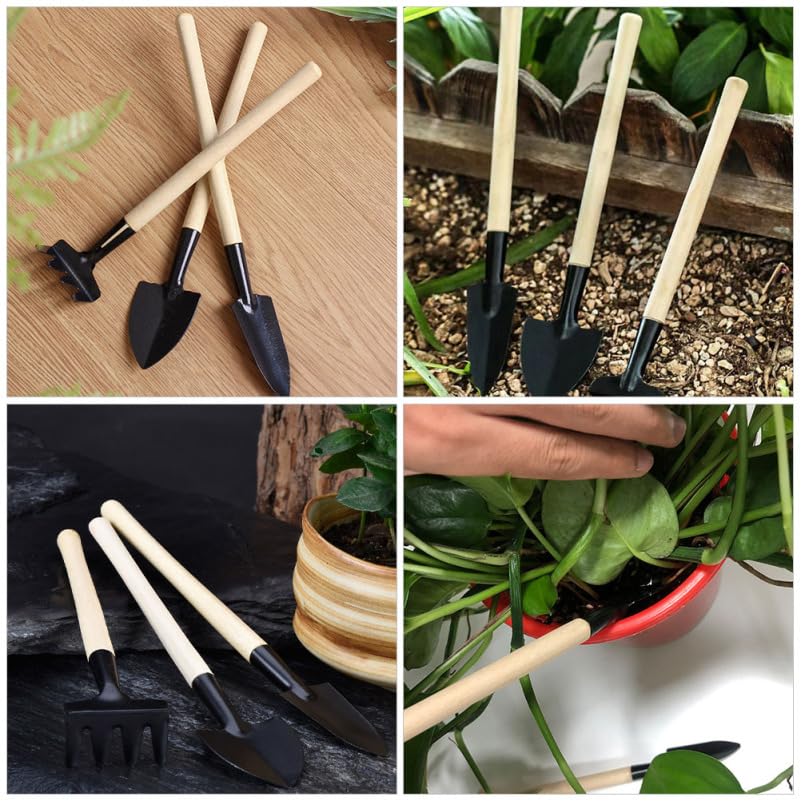 Sosoport 10 Sets Mini Tool Shovel Indoor Plant Gardening Tools Wooden Handle Weeding Trowel Digging Trowel for Flower Soil Planting Succulent