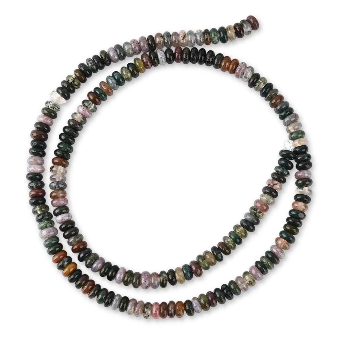 170pcs 4x2mm Natural Indian Agate Disk Rondelle Spacer Semi Precious Gemstone Loose Stone Beads for Jewelry Making 15 Inch