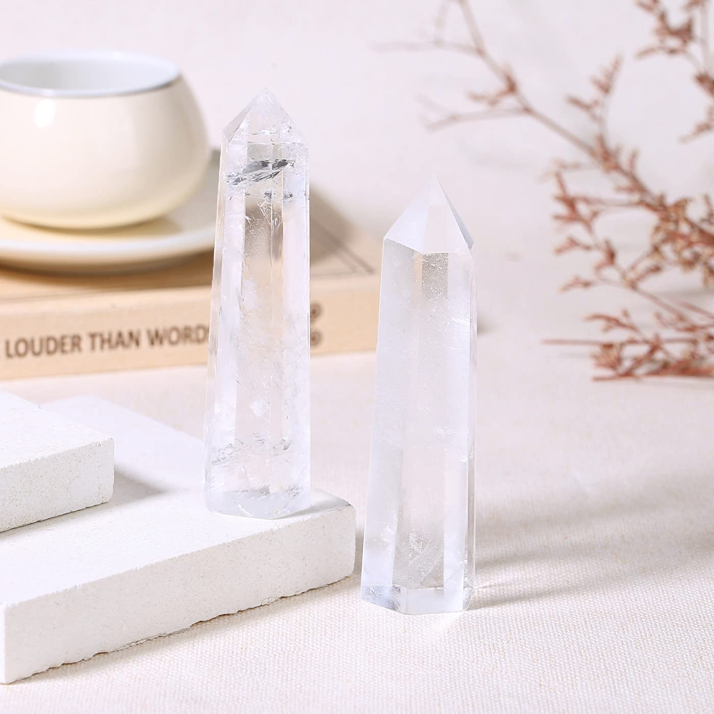 ZHIYUXI 3.7-4" Clear Quartz Crystals and Healing Stones Gemstones Hexagonal Pointed Healing Crystals Wand Stone 1 Pc Large Protection Crystals Reiki Energy Balancing Meditation Therapy Decoration