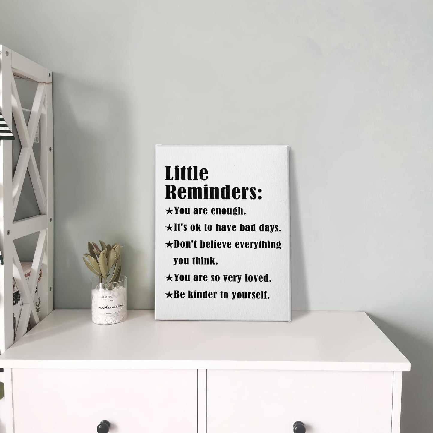 PHAMTE Inspirational Quotes Little Reminders Wall Art, Mental Health Reminder Positive Motivational Words Art Print Framed Canvas Painting Artwork Home Office Teen Girls Boys Room Decor（11x14 Inch）
