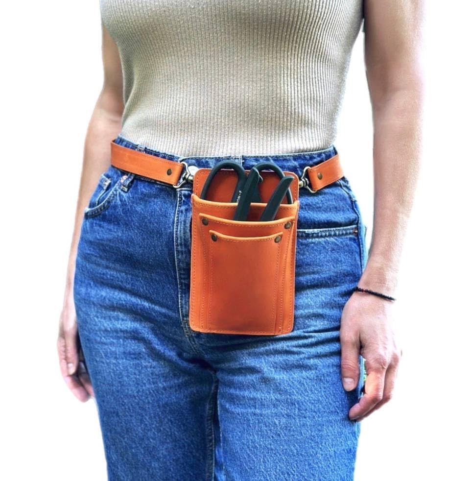 Leather Garden Tool Belt For Women - Orange Gardening Belt - Handmade Florist Tools - Gardner Belt - Best Gifts For Gardeners - Gardening Tool Belt - Florist Apron - Garden Belt For Women