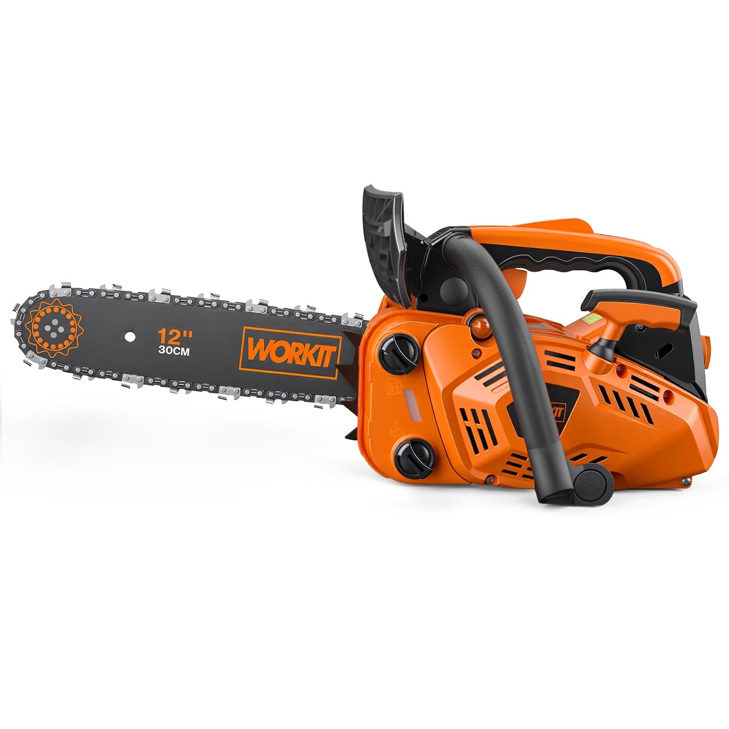 WORKIT 25.4CC Gas Powered Chainsaw, 12-Inch 1.2HP Top Handle Gas Chainsaw Easy Start, 2-Cycle Xtreme Engine, Commercial Grade Petrol Small Chain Saw with Auto Oiler, Wood Cutting and Tree Pruning
