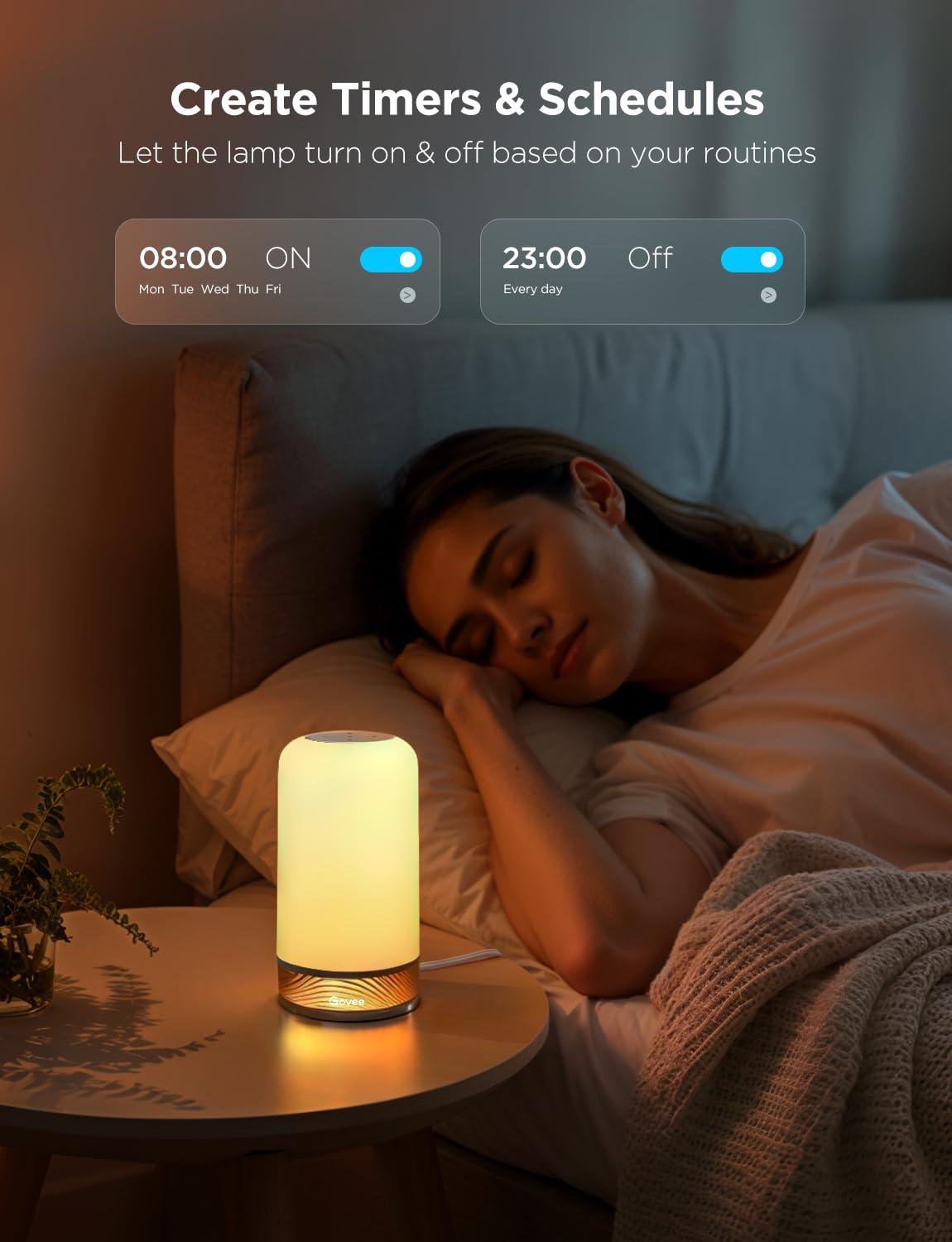 Govee RGBIC Smart Table Lamp 2, Touch Bedside Small Table Lamp Compatible with SmartThings, Matter, Alexa, Desk Lamp with 64 Scene Modes, Nightstand Lamp for Bedroom Living Room Night Light(Corded)